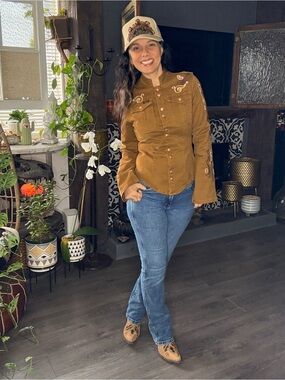 Wrangler Embroidered Western-Style Jean Jacket Size Small